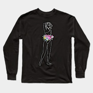 Female with flowers Long Sleeve T-Shirt